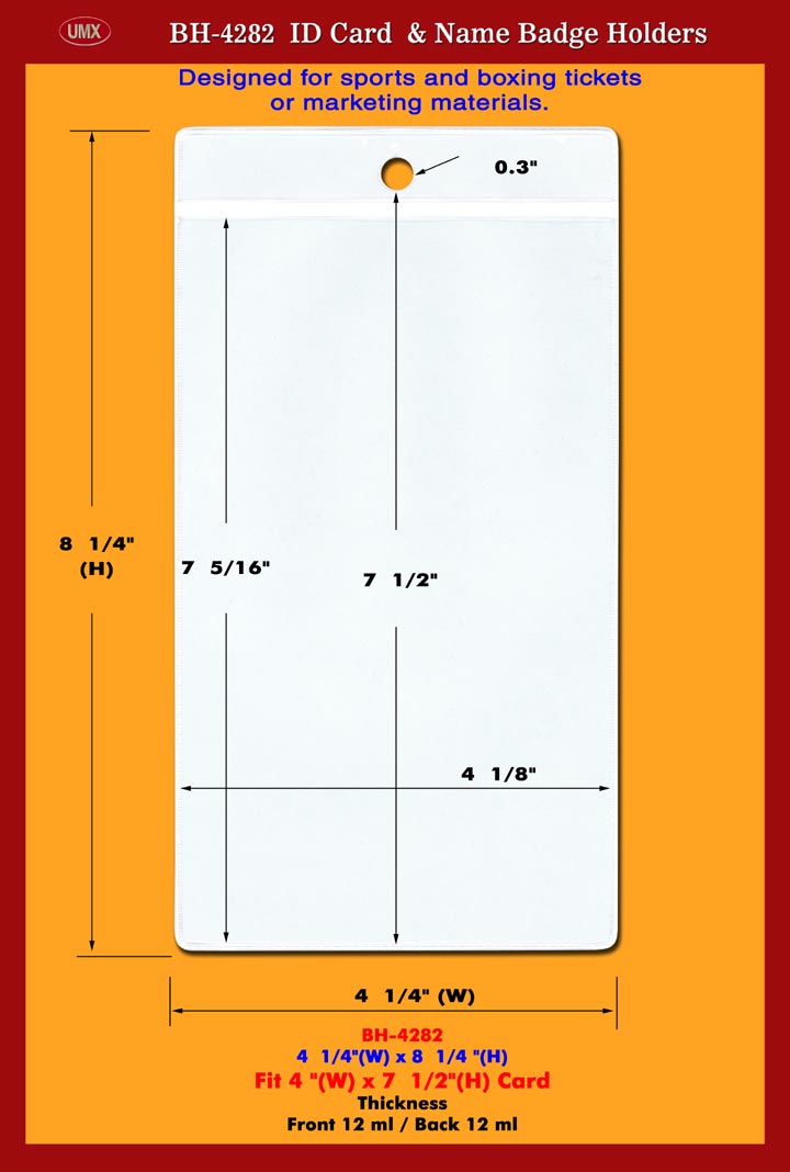 UMX 4x8 Boxing or Sports Ticket Badge Holder, Big-Size Badge Holder